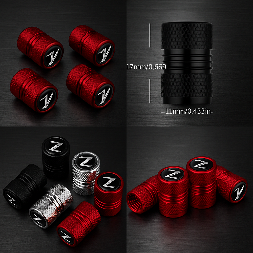 Nissan 350Z Alloy Valve Dust Caps – Z Logo Design (Set of 4)